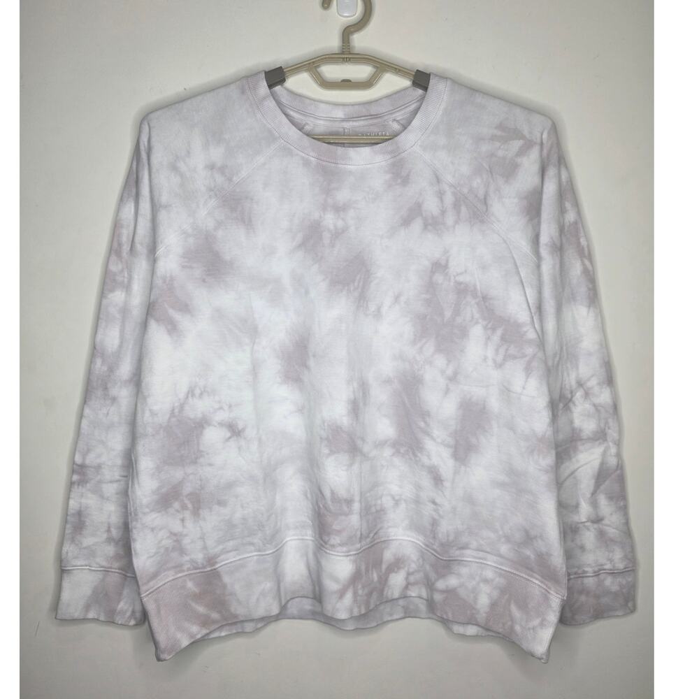 NWT Athleta Sundown cotton white grey tie dye semi-fitted sweatshirt - 1X